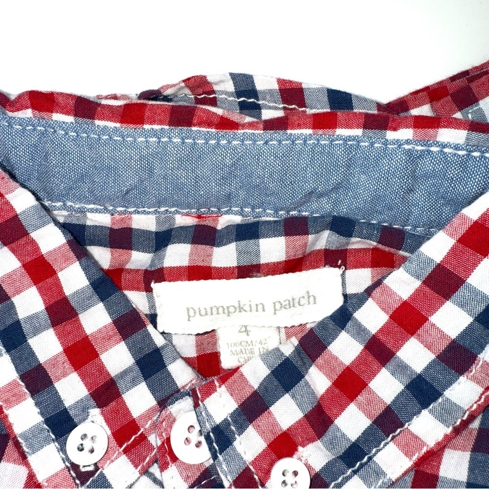 Pumpkin Patch Checkered Button Down Shirt - Red, Blue, White - Picture 4 of 4